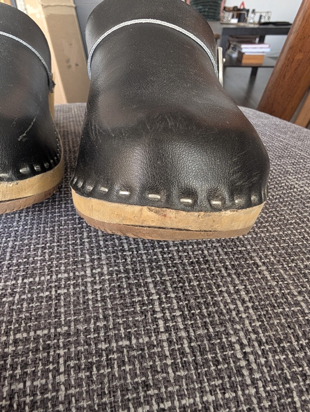 Wooden Leather Swedish Clogs - Picture 7 of 8